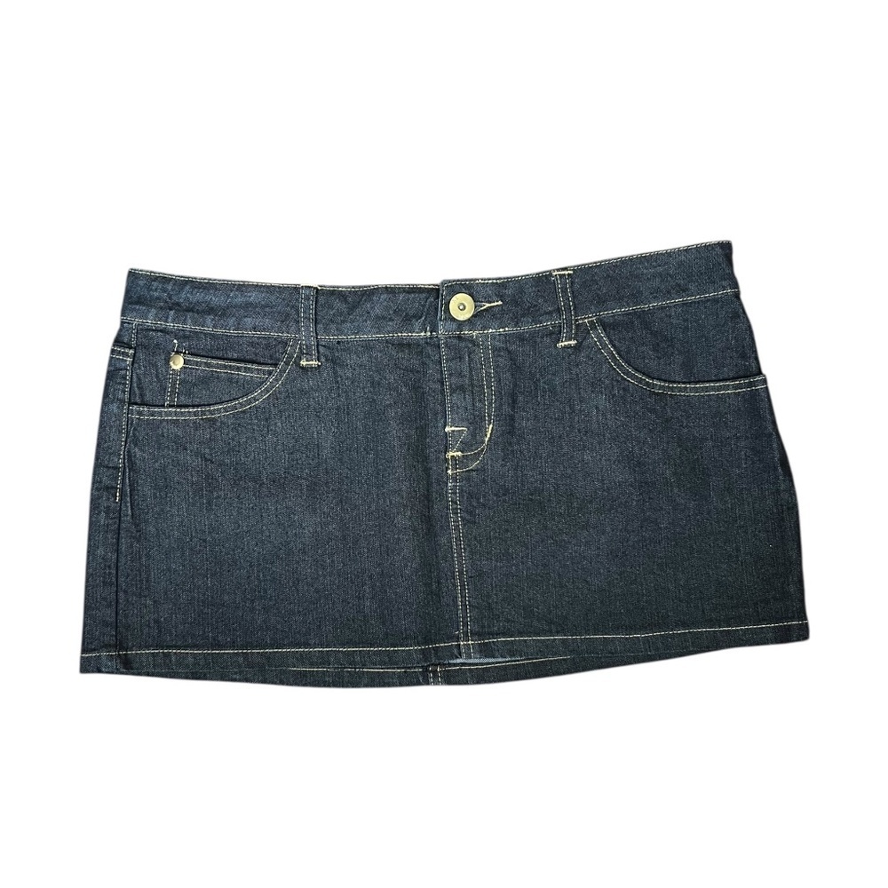 Vintage Y2K Dark Wash Mini Jean Denim Skirt Size 15